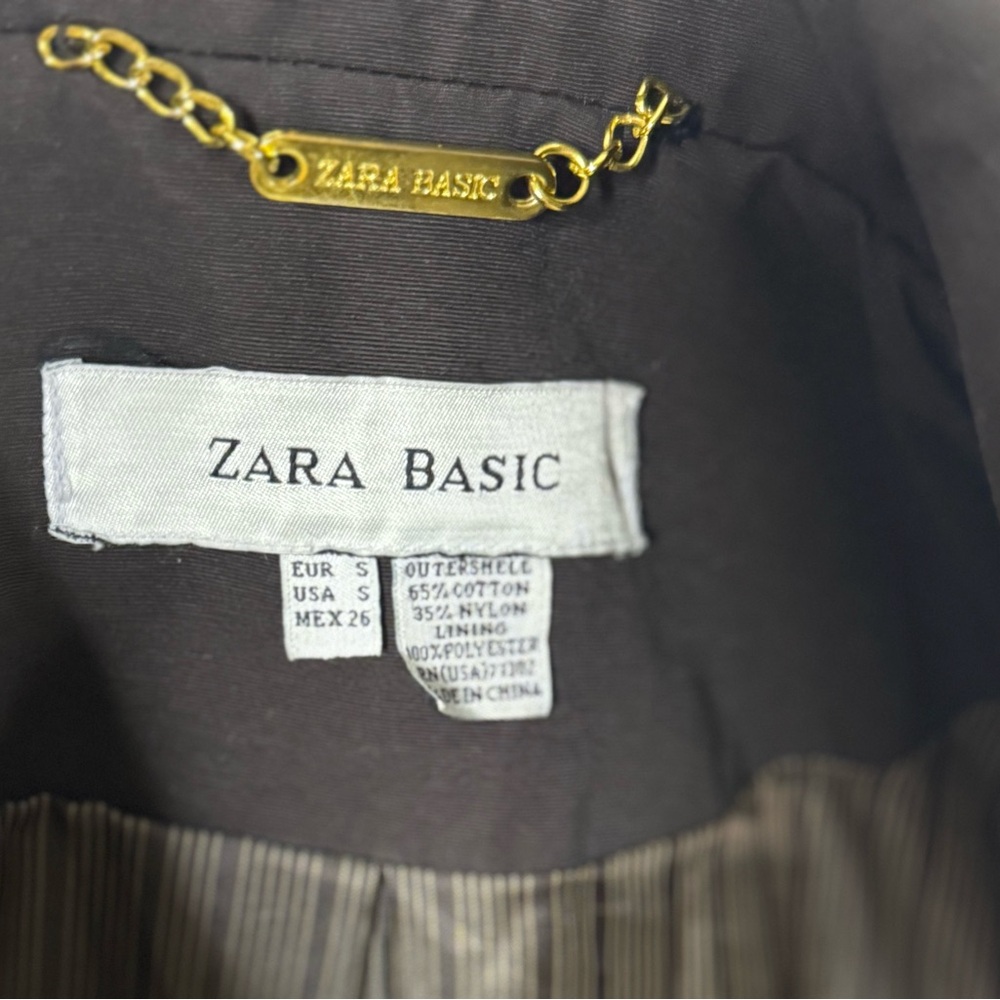Classic Vintage Y2K Zara Basic Double-Breasted Chocolate Brown Trench Coat - Picture 7 of 9